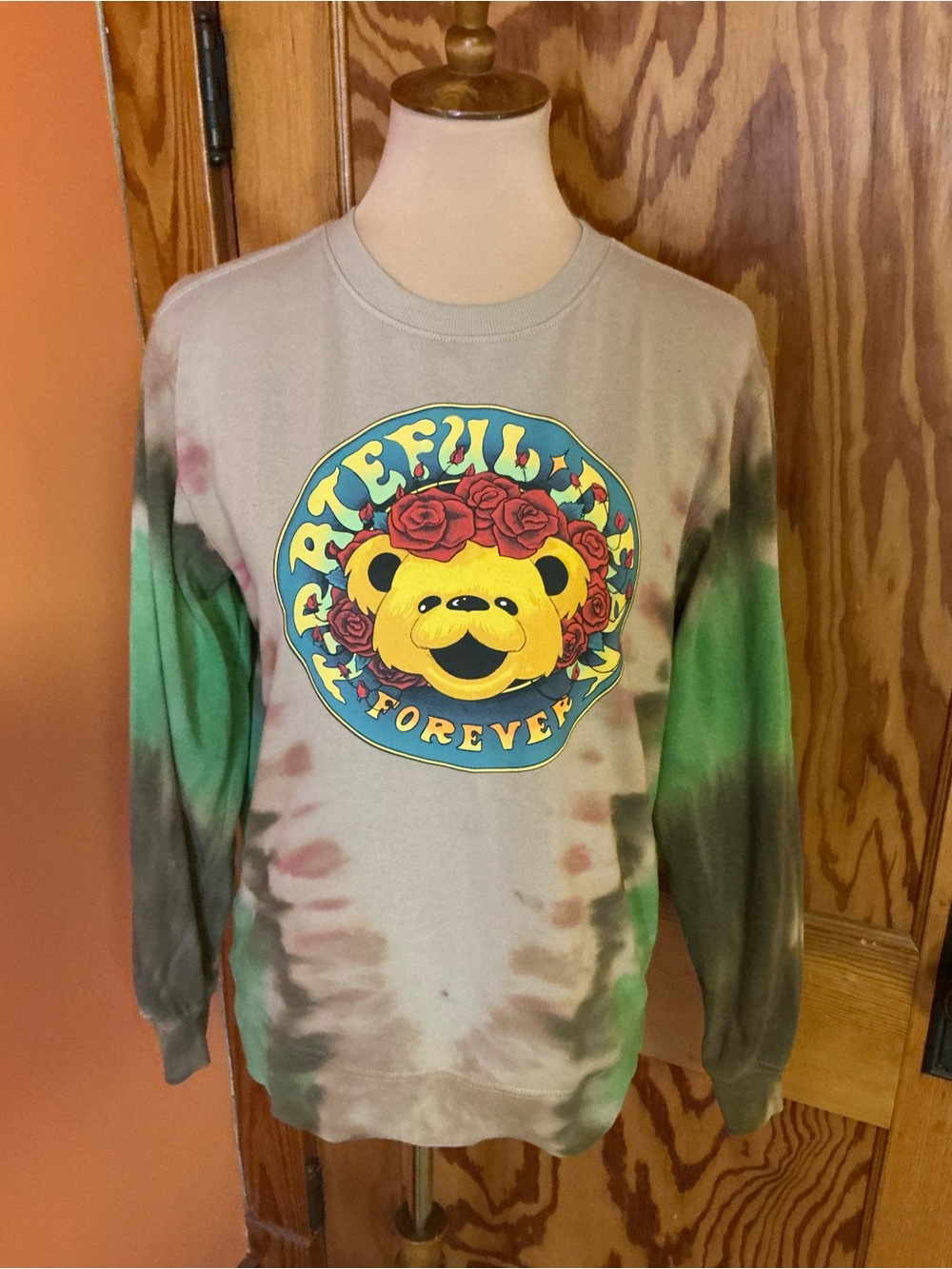 Grateful Dead Bear Forever Tie Dye Sweatshirt Small Roses Graphic Crewneck - Picture 7 of 8